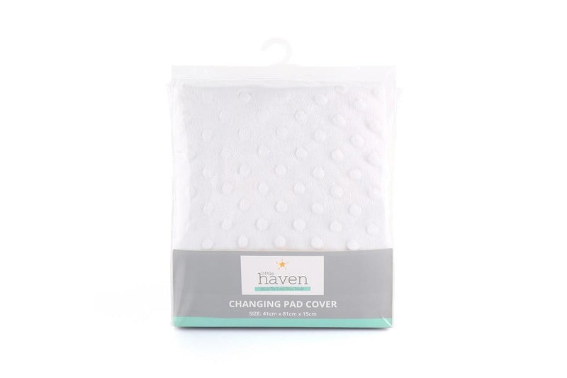 2x Little Haven Infant Polyester Change Pad Cover Sleeve Dot Velour 81cm White