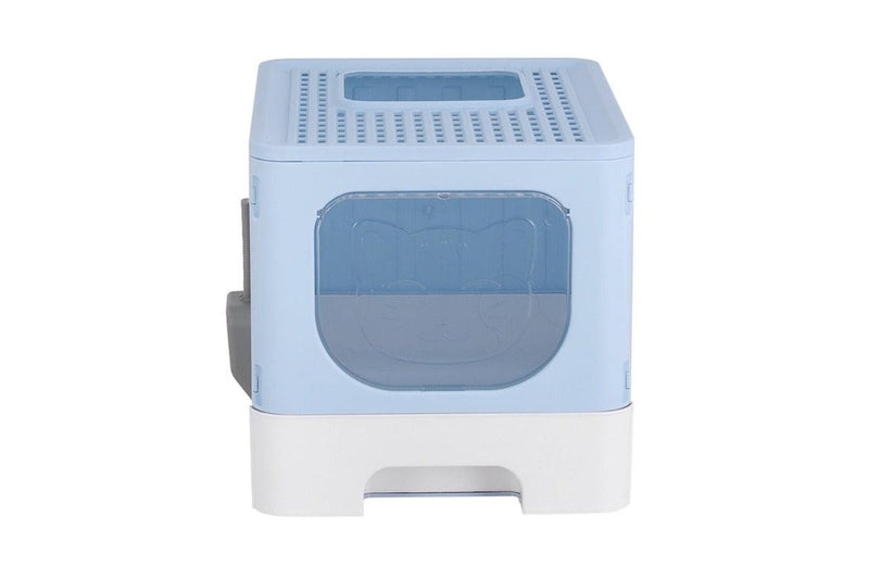I.Pet Box Large Tray Kitty Toilet Enclosed Hooded Foldable Scoop Blue Cat Litter