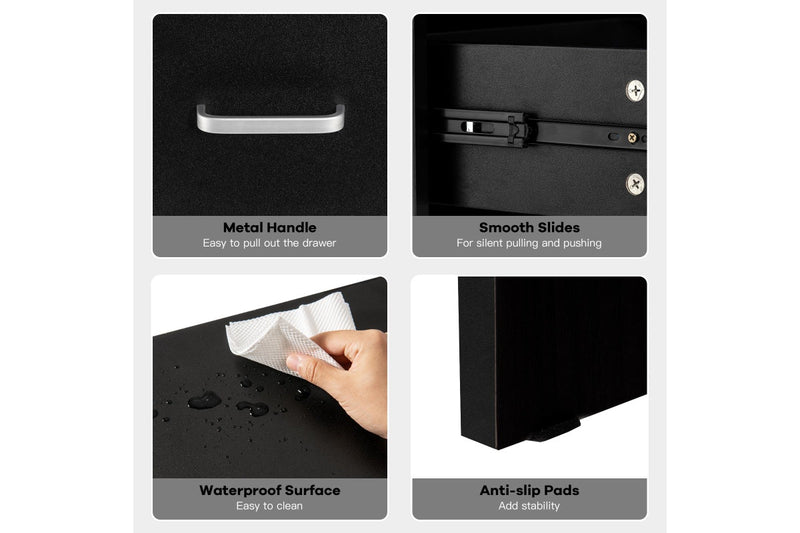 Giantex Nightstand Bedside Table w/Drawer & Open Shelf Modern End Table Black