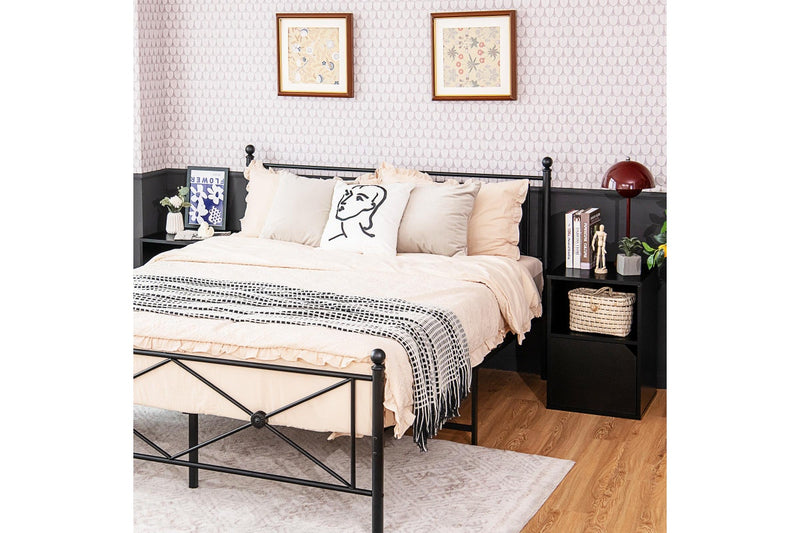 Giantex Set of 2 Nightstand Modern Bed Side Table,Black