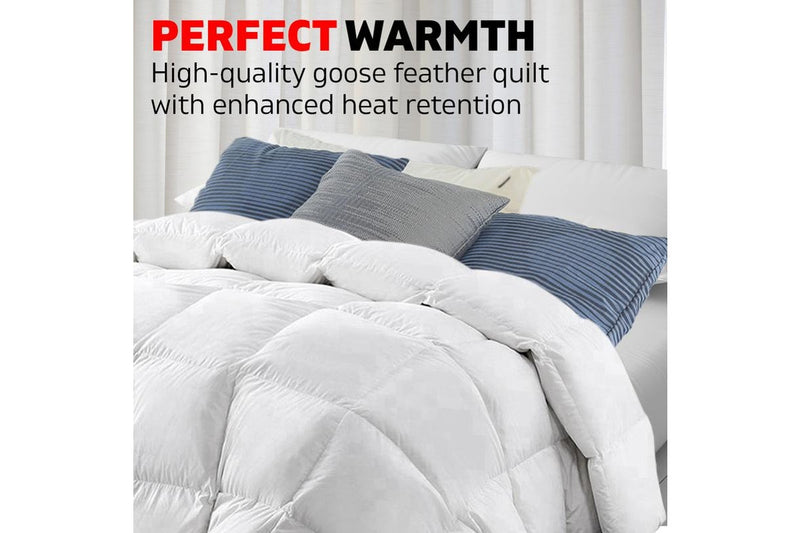 King Size Bedding Goose Down Feather Quilt Cover Duvet Doona 800GSM Winter White