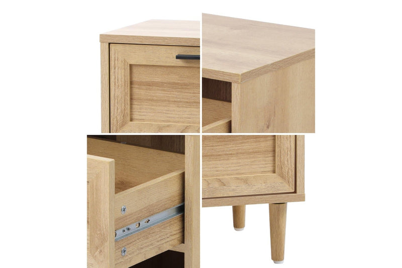 Oikiture Bedside Tables Set of 2 Nightstand Wood