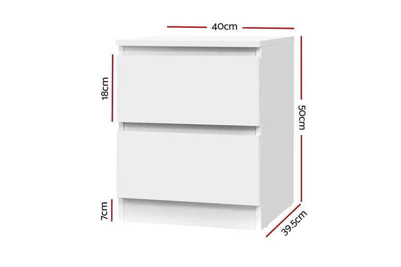 Artiss Bedside Table 2 Drawers - PEPE White