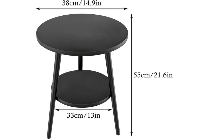 2-Layer Round Coffee Table, End Tables Living Room