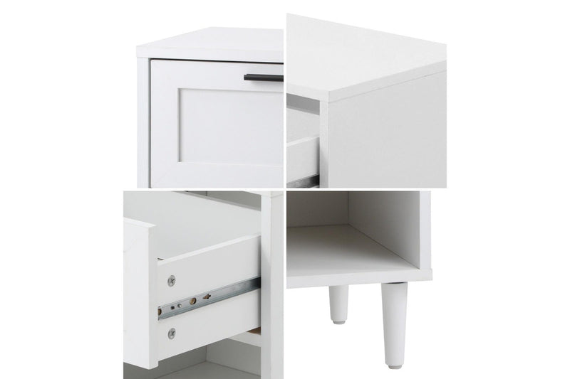 Oikiture Bedside Tables Set of 2 Nightstand White
