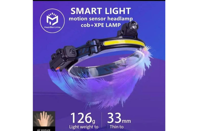 Costcom New Headlamp sensor head light Led XPG+COB USB Headlight Waterproof Camping