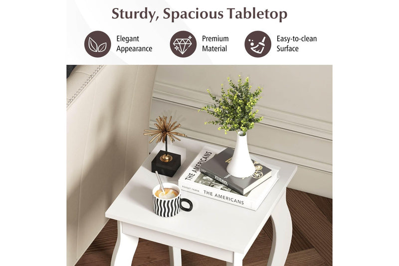 Giantex 2-Tier Bedside Table Accent End Tables w/Open Storage Shelves Home Office Plant Stand Side Table White