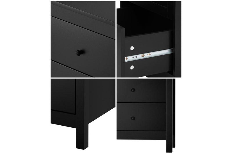Oikiture Bedside Tables Set of 2 Nightstands Black