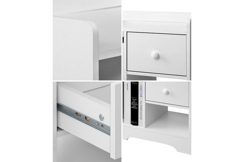 Oikiture Bedside Tables Set of 2 Nightstand Shelf White