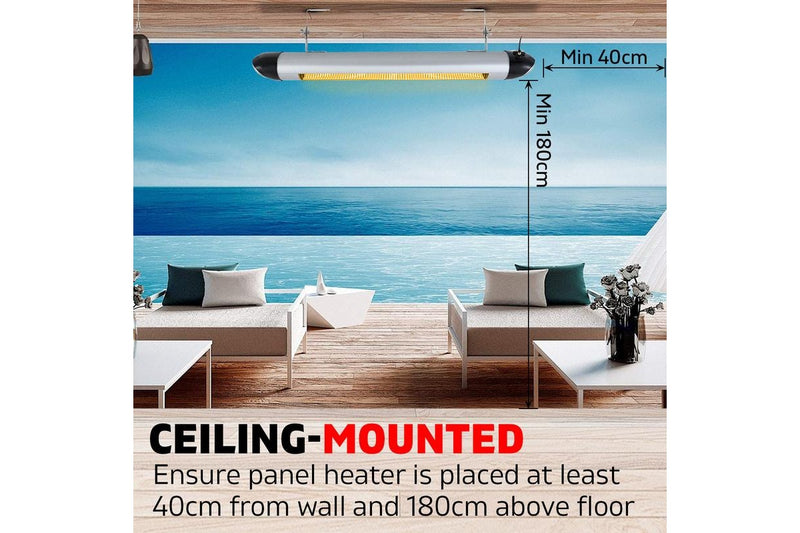 Electric Infrared Patio Heater Radiant Strip Indoor Outdoor Heaters Remote 1500W