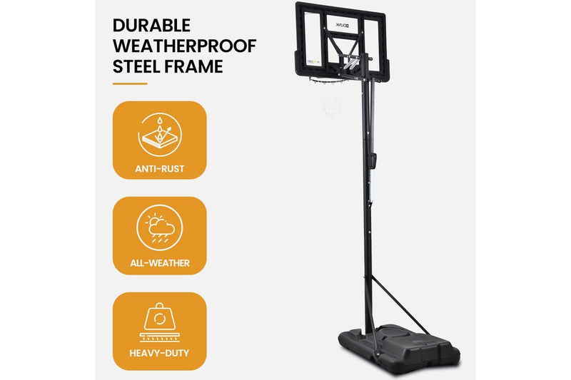DR. DUNK Portable Basketball Hoop Stand System, Full Size 2.45m to 3.05m Height Adjustable