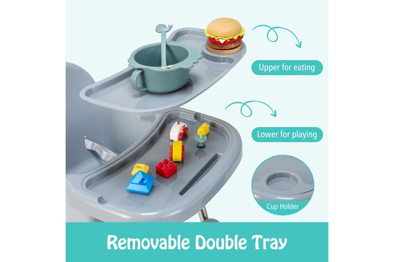 Giantex 4-in-1 Baby High Chair Foldable Infant Booster Seat Toddler Feeding Chair w/Removable Tray Grey