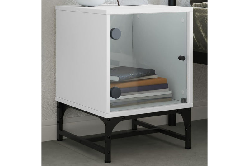 Bedside Cabinets with Glass Doors 2 pcs White 35x37x50 cm vidaXL