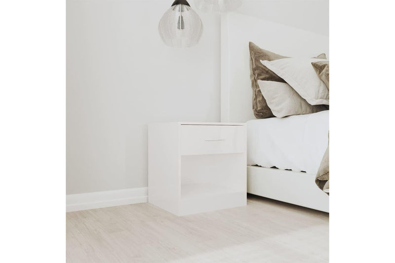 Bedside Cabinets 2 Pcs With Drawer High Gloss White Bedside Tables