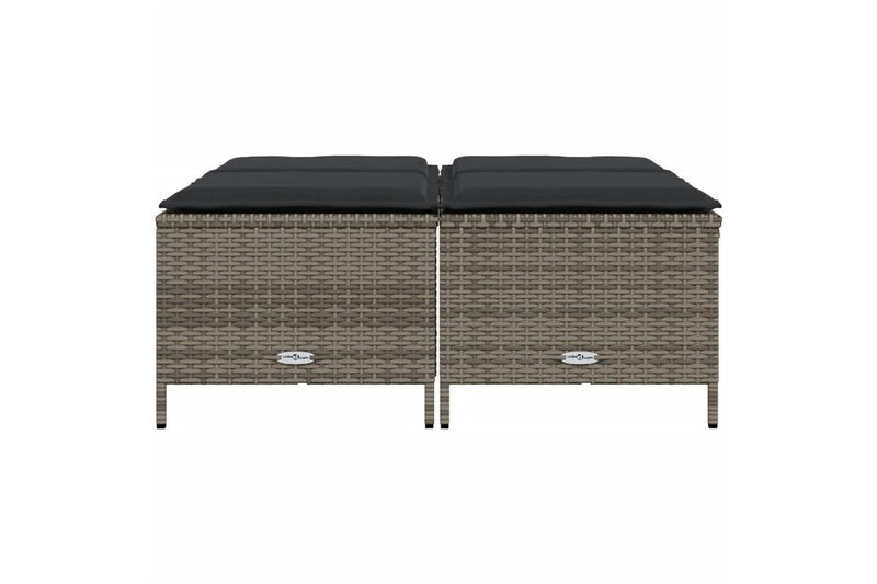 Garden Stools with Cushions 4 pcs Grey Poly Rattan vidaXL