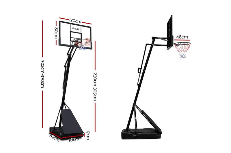 Everfit 3.05M Basketball Hoop Stand System Adjustable Height Portable Black Pro
