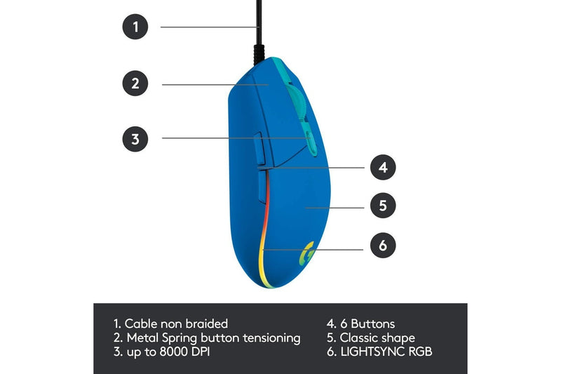 Logitech G203 LIGHTSYNC RGB Gaming Mouse (Blue)