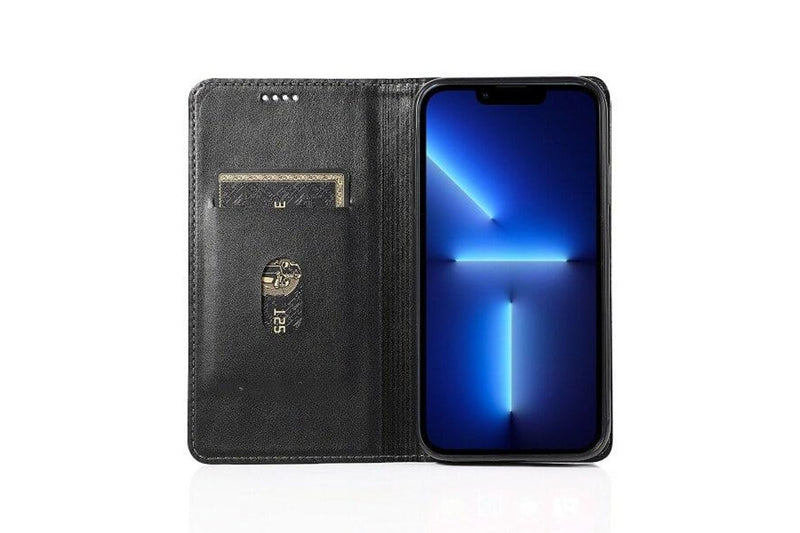 For Apple iPhone 13 Pro Case SupRShield Pro Luxury Wallet Leather Flip Magnetic Stand Case Cover (Black)