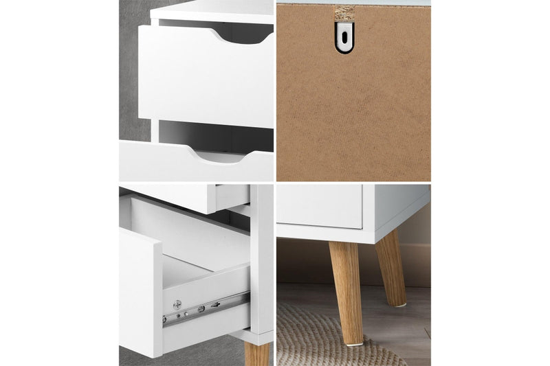 Oikiture Bedside Tables Set of 2 White