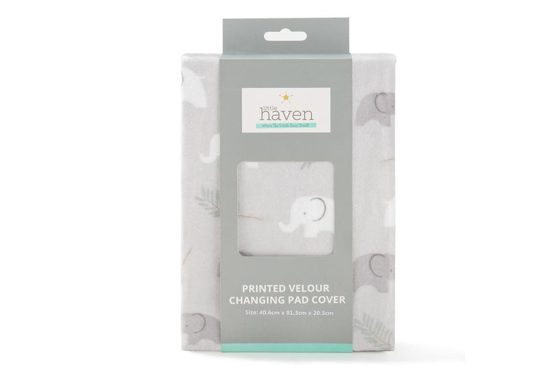 2x Little Haven Baby Infant Polyester Change Pad Cover Sleeve Elephant 81cm Grey