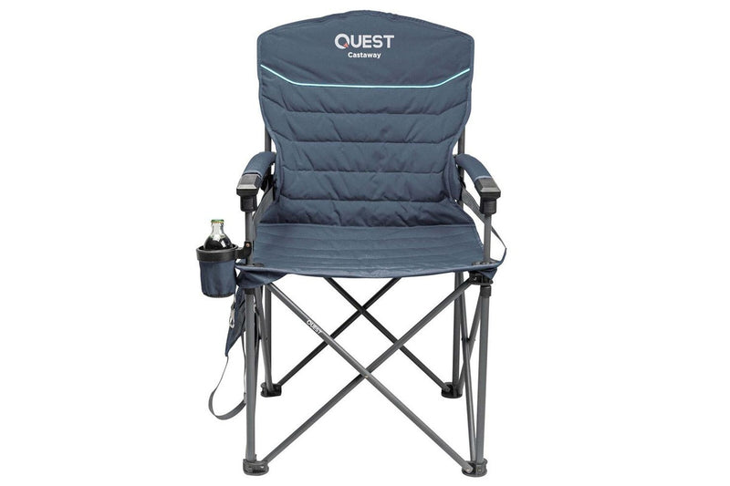 Quest Outdoors Castaway Hard Arm Camping Chair Hiking Picnic Seat Midnight