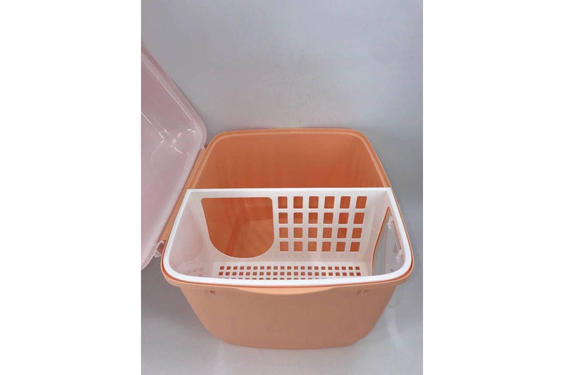 XL Portable Hooded Cat Toilet Litter Box Tray House with Handle and Scoop Orange