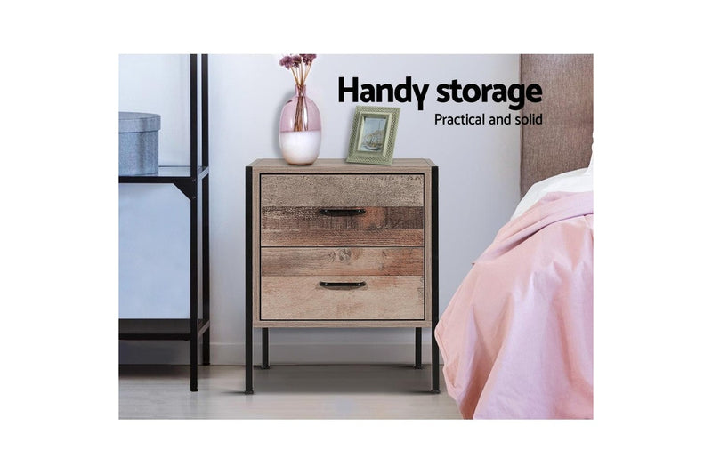 Artiss Bedside Table 2 Drawers - BARNLY