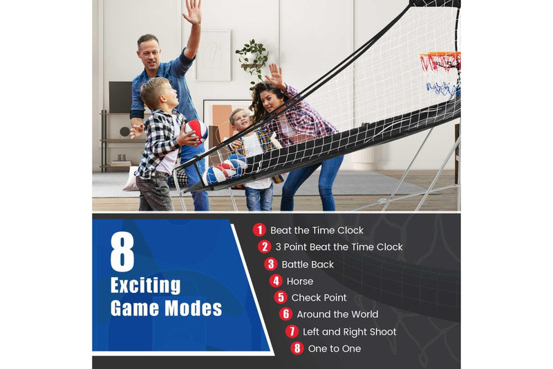 Costway Foldable Basketball Arcade Game Double Shooting Machine 4 Players w/8 Playing Modes&4 Balls