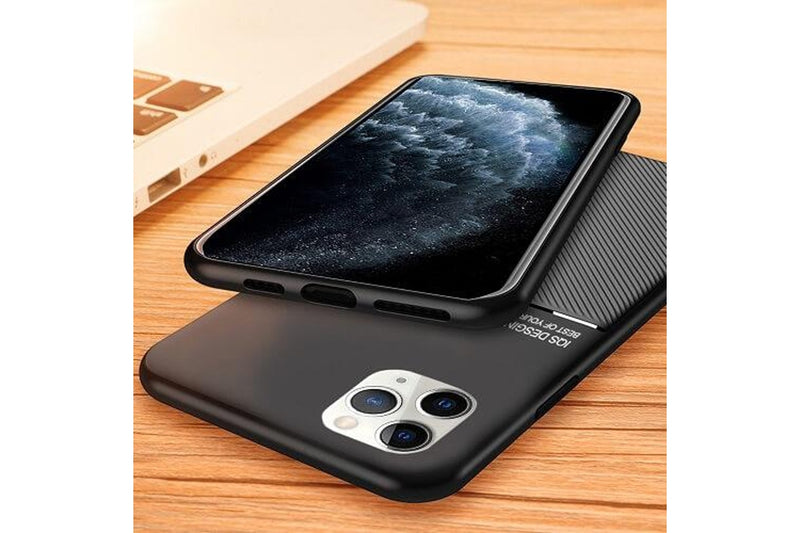 For Apple iPhone 11 Pro Max Business Style Luxury Matte Soft Silicone Drop Resistant Case Cover (Black)