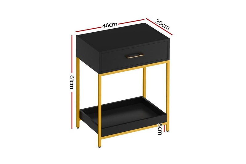 Artiss Bedside Table Drawers Side Table Shelf Bedroom Furniture Nightstand Black