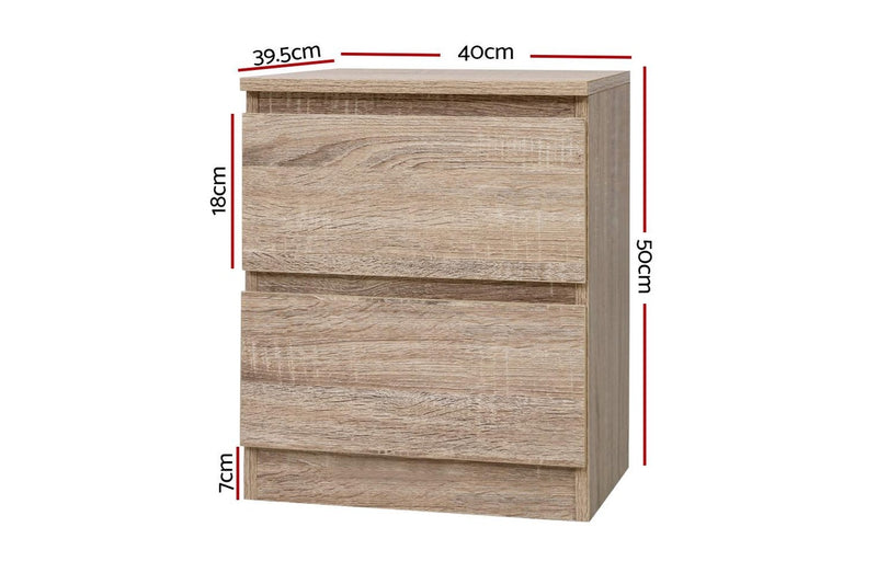 Artiss Bedside Table 2 Drawers - PEPE Oak