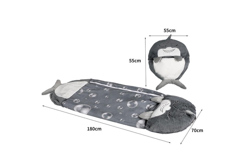 Mountview Sleeping Bag Child Pillow Stuffed Toy Kids Bags Gift Shark 180cm L