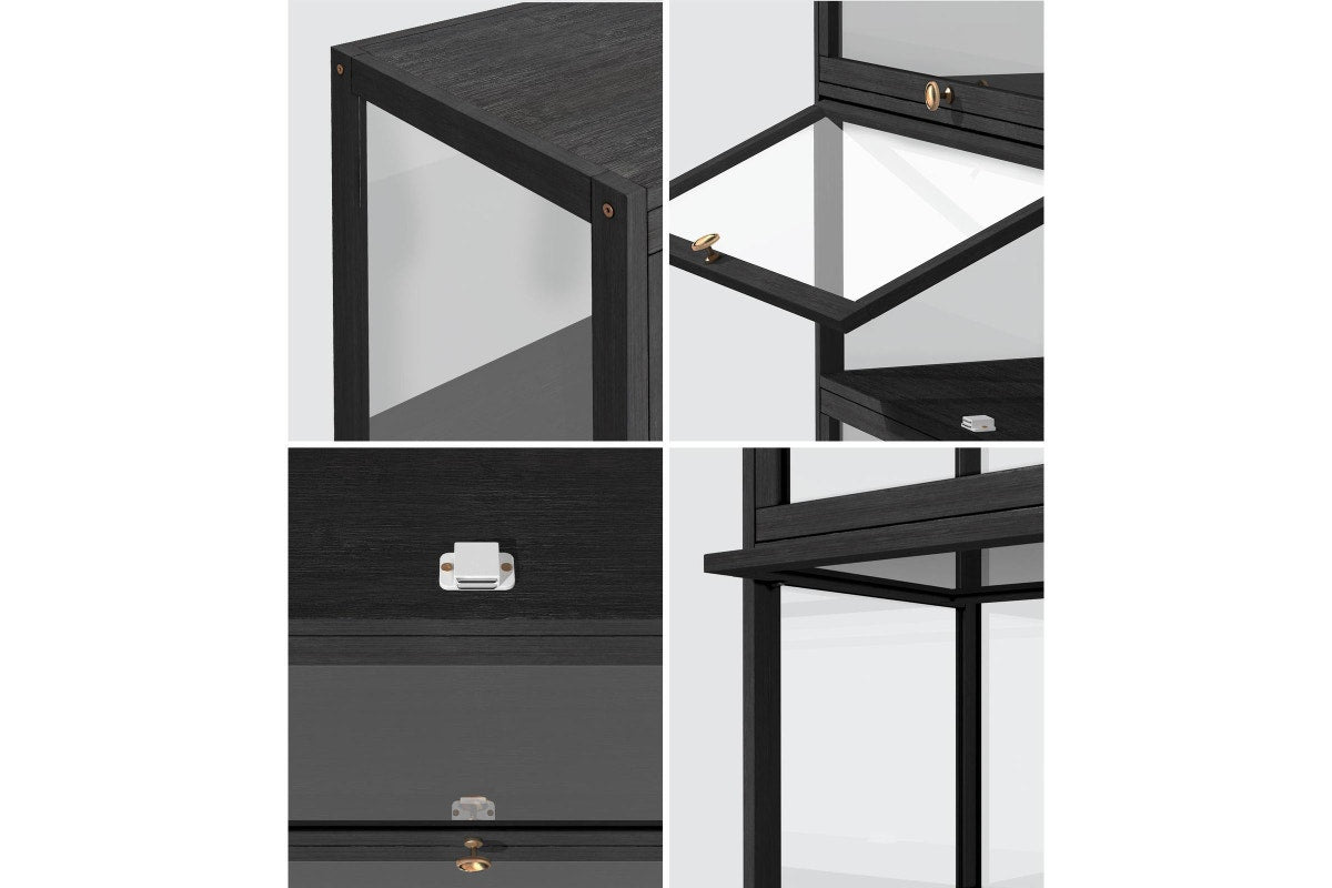 Oikiture Display Cabinet 5-Tier Shelves(Black)