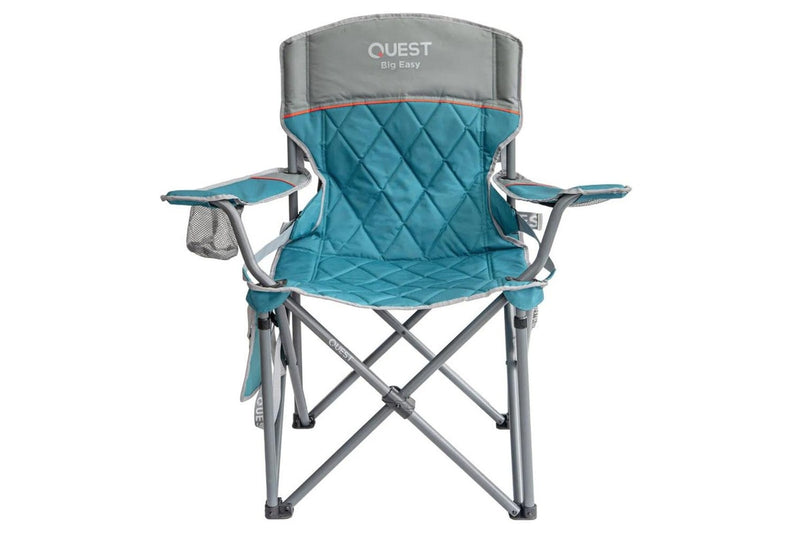 Quest Big Easy 101cm Aluminium Camp Chair w Armrests Outdoor Camping Picnic Blue