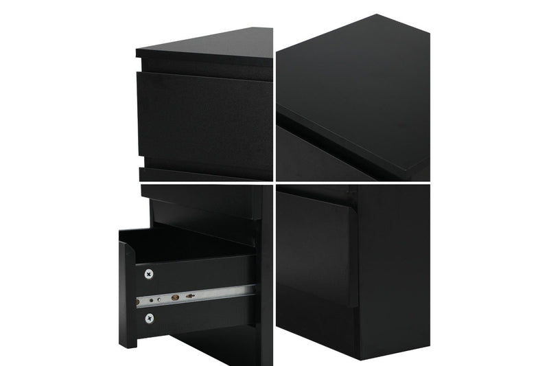 Oikiture Bedside Tables Set of 2 Side Table Nightstand Black