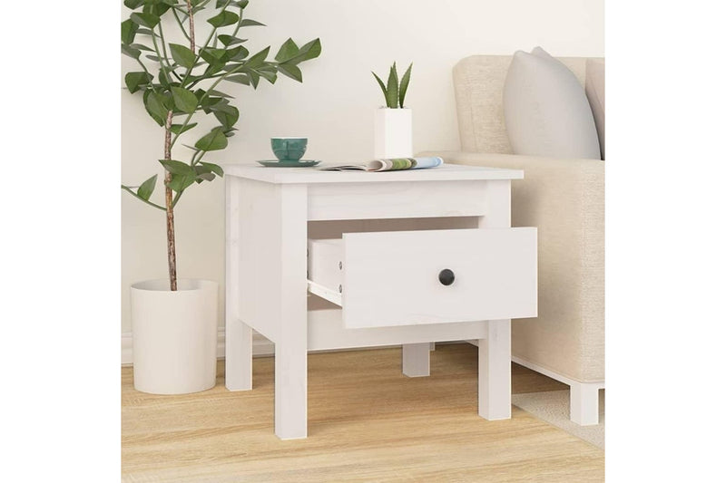 Side Table White 40x40x39 cm Solid Wood Pine vidaXL
