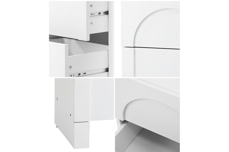 Oikiture Bedside Table 2 Drawers White