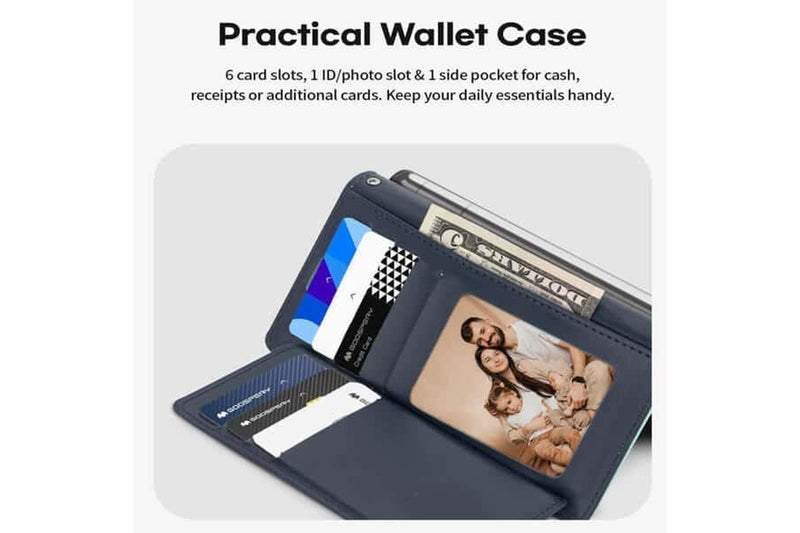 Goospery Samsung Galaxy S22 Rich Diary Wallet Flip Case Leather Card Slots Magnetic Cover (Aqua)