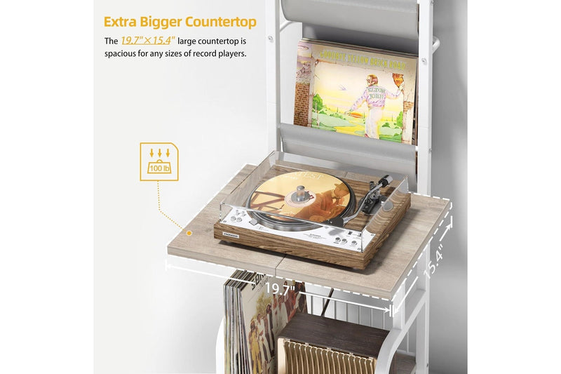 Vinyl Record Storage Stand - Holds up to 200 Albums - Turntable Cabinet Organizer