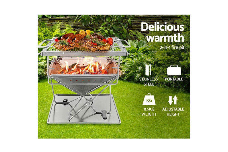 Grillz Fire Pit BBQ Grill with Carry Bag Camping