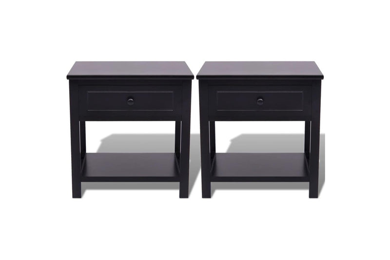 Bedside Cabinets 2 Pcs Wood Black Bedside Tables
