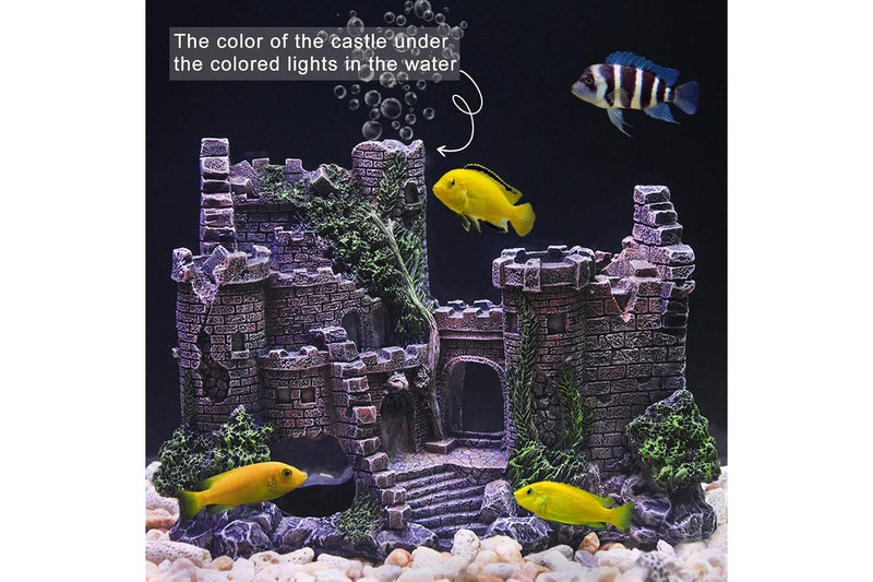 Costcom Aquarium Fish Tank Ancient Castle Tower Hide Cave Resin Building Rock Decoration