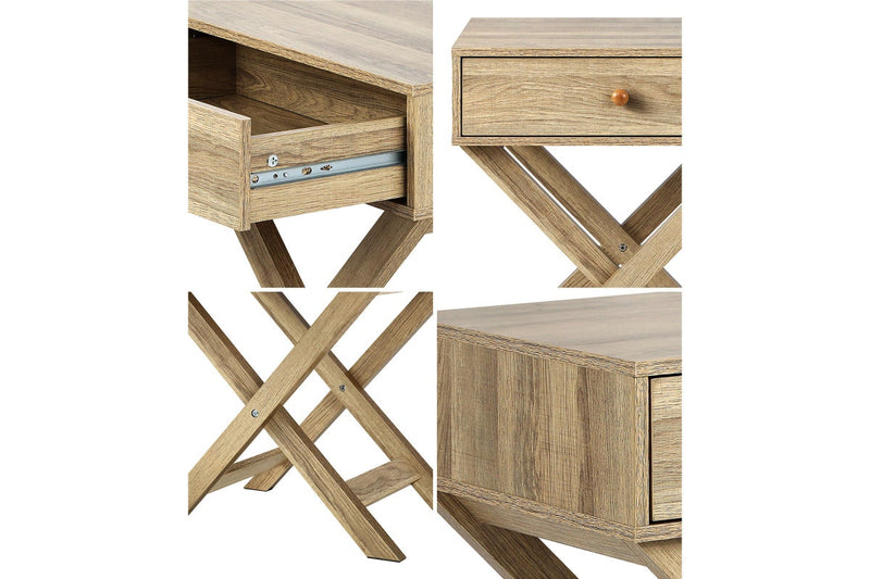 Oikiture Bedside Table Drawer Wooden Side End Table