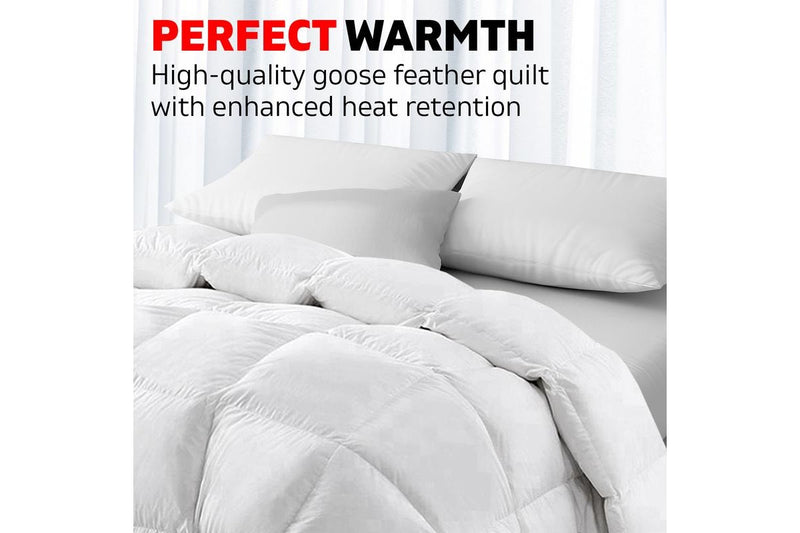 King Size Bedding Goose Down Feather Quilt Doona Duvet Winter 500GSM White