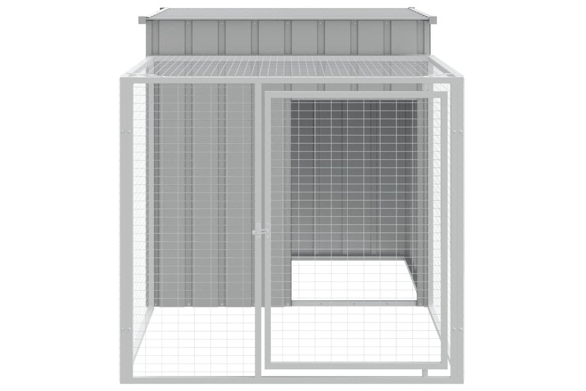 Chicken Cage with Run Light Grey 110x201x110 cm Galvanised Steel vidaXL
