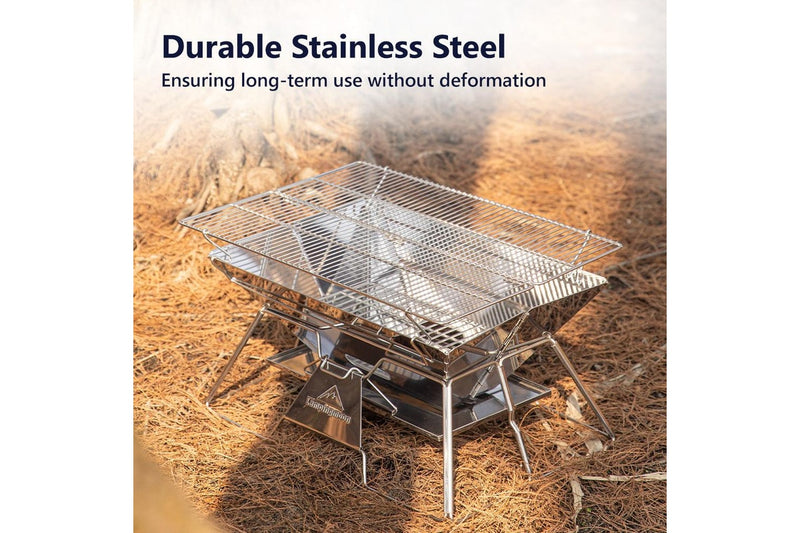 CAMPINGMOON Stove Fire Pit BBQ Grill Portable Camping Outdoor Stainless Steel Large MT-3