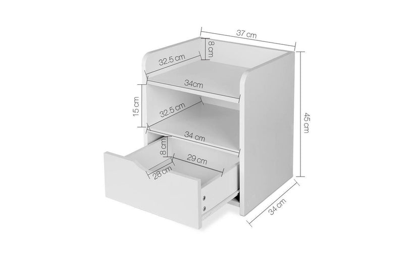 Artiss Bedside Table 1 Drawer with Shelf - FARA White