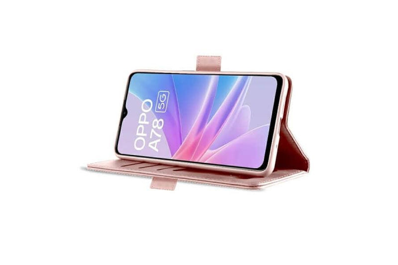 For Oppo A78 4G Case, SupRShield Wallet Leather Flip Magnetic Stand Case Cover (Rose Gold)