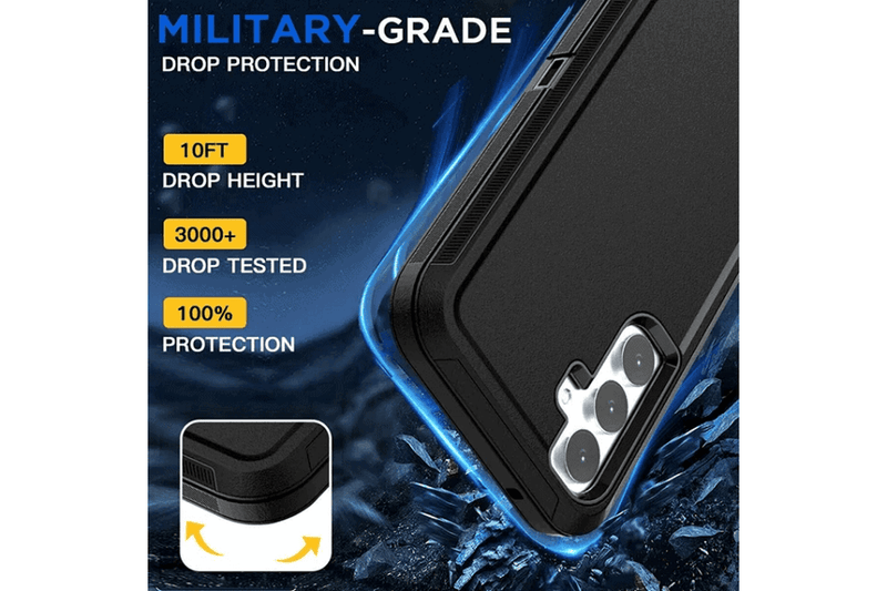 For Samsung Galaxy A15 5G Case Drop Resistant Defender Tradies Heavy Duty Rugged Shockproof Cover (Black)