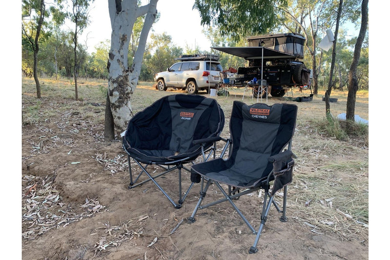 Wildtrak Julimar 103x94cm Moon Camping Chair Outdoor Cushioned Seat Grey Black